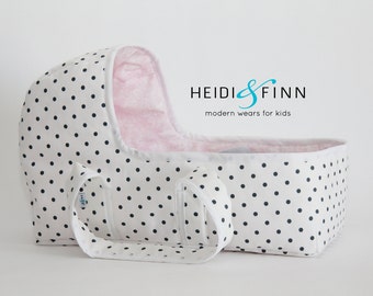 Doll baby doll carrier LARGE polka dot - doll bassinet crib bunting bag baby basket