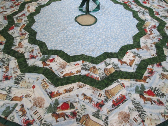 72 christmas tree skirt sleigh ride quilted christmas 72 christmas tree skirt sleigh ride quilted christmas