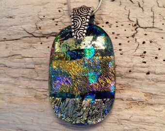 Dichroic glass jewelry, Dichroic glass, Dichroic Glass Pendant, Fused Glass Jewelry, handmade dichroic glass, glass pendant, glass