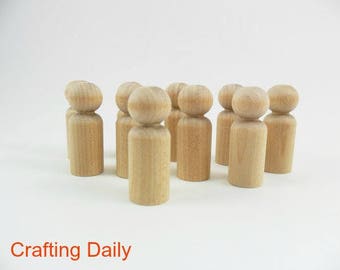 Wood Peg Doll People Boy Small Man 1 11/16" - 25 Pieces