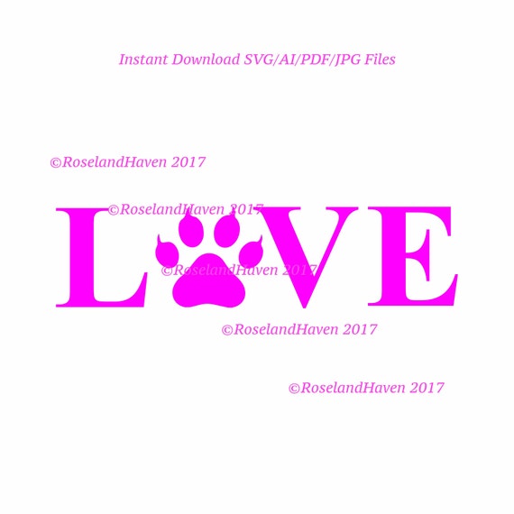 Download Love Paw print with Claws Horizontal Love Pawprint SVG File