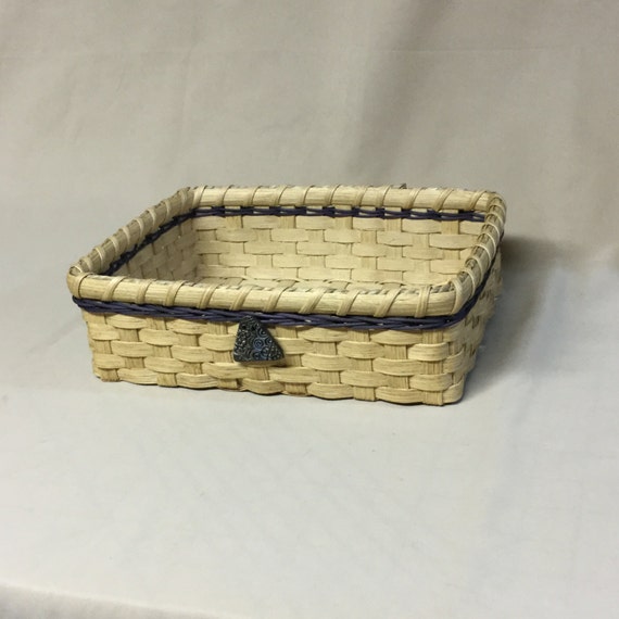 Hand Woven Rectangular Shallow Basket Napkin Basket