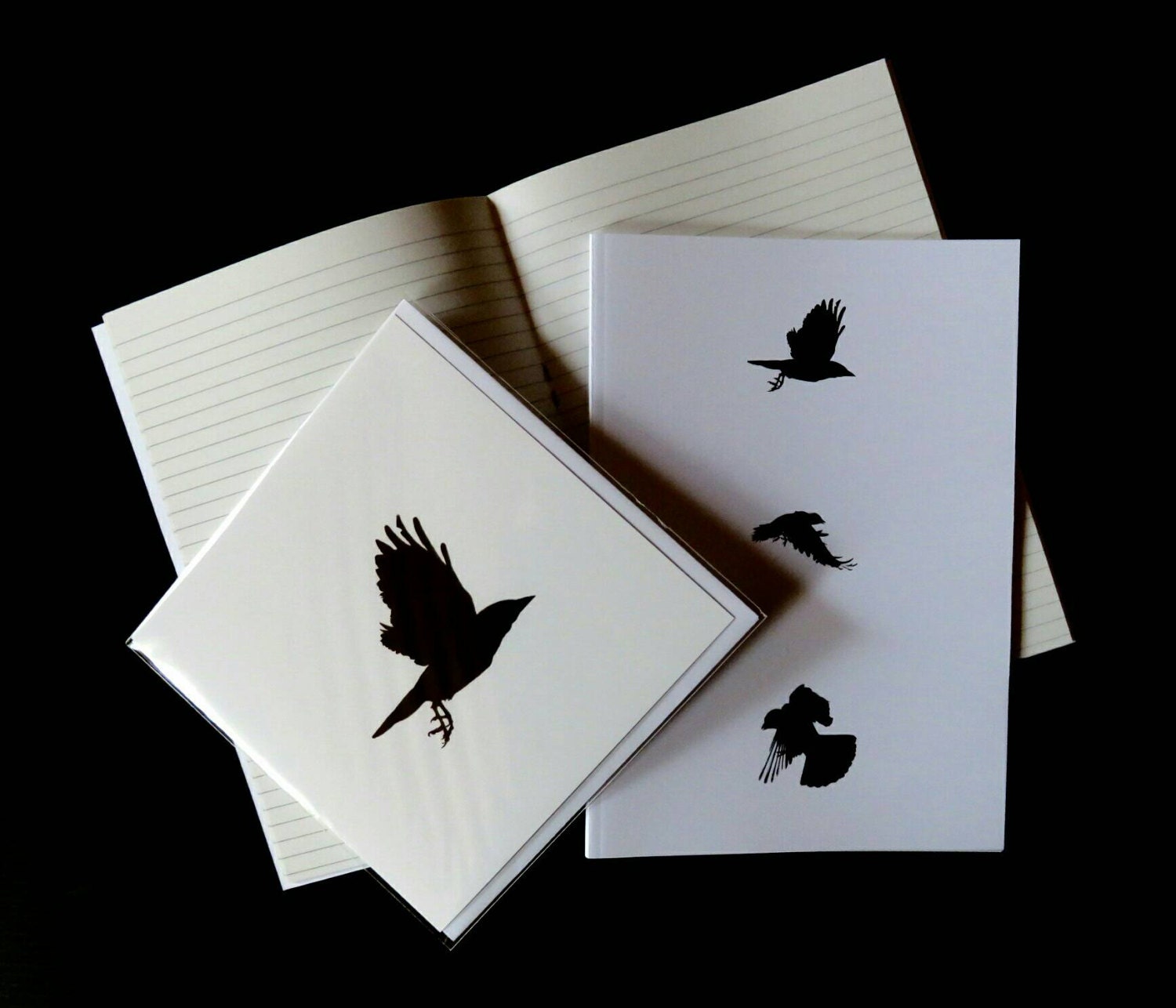 Crow card and notebook gift set crow card crow print