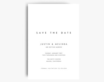 Modern Save the Date Card, Minimalist Save the Date, Printable Save The Date, Save The Date Template, Save The Date Cards, Instant Download