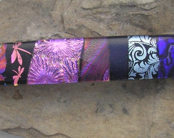 Pink and Purple Barrette Fused Dichroic Glass Barrette Mosaic French Barrette