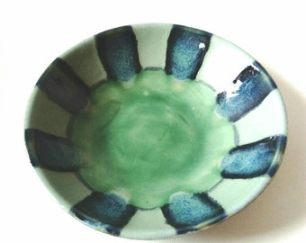 SALE.. Ceramic Pottery Bowl Dish: Handmade stoneware pottery in blues and greens