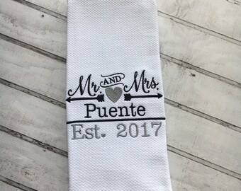 Personalized Kitchen Towel, Wedding Gift, Dish Towel, Kitchen Towels