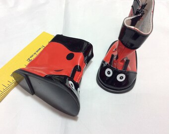 Lady bug rainboots, doll shoes, fit American Girl, doll clothes