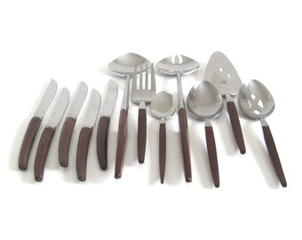 Epic Ekco Eterna Canoe Muffin Flatware Steak Knives, Serving Pieces, Slotted Serving Spoon, Salad Serving Set, Jelly Spreader, Silverware