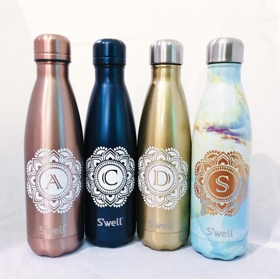 Mandala Initial S'well Bottle - Bridesmaids, Groomsmen, Teacher, Sorority, Wedding, Swell Bottle, S'well Bottle
