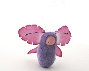Flower fairy ornament // miniature doll fairie // fairy baby // butterfly ornament // caterpillar // FBLL