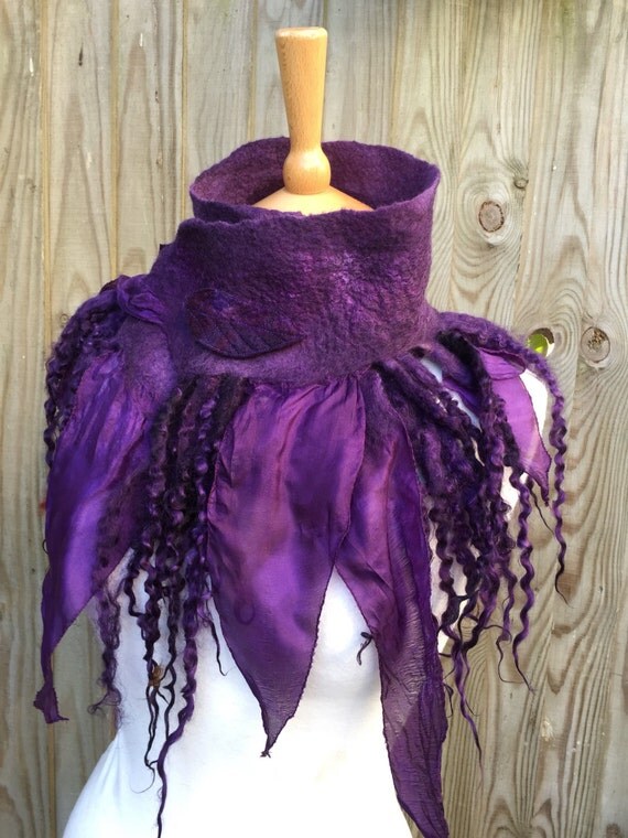 Woodland Felted scarf-silk scarf - purple scarf - gothic scarf- woodland scarf- bohoscarf-winter scarf-silk scarf-gift for her by folkowl steampunk buy now online Woodland Felted scarf-silk scarf - purple scarf - gothic scarf- woodland scarf- bohoscarf-winter scarf-silk scarf-gift for her by folkowl steampunk buy now online