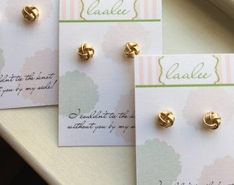 Tie the Knot Earrings, Gold Knot Earrings Love Knot Stud Earrings Dainty Bridesmaid Gift Knot Jewelry Gold Stud Earrings Bridesmaid Earrings