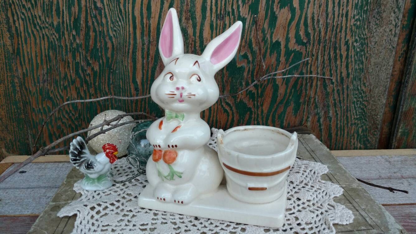 Vintage Easter Bunny Planter Vintage Art Pottery Rabbit