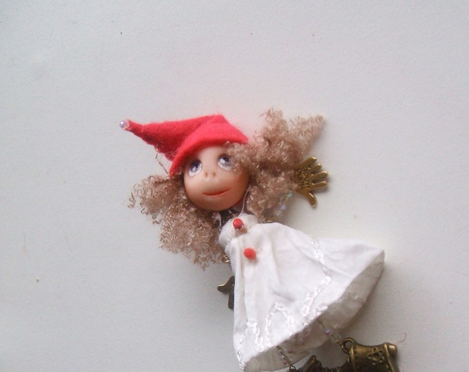Brooch doll - Doll-brooch Dancing - Handmade - Brooch girl- funny doll brooch- OOAK - Brooch