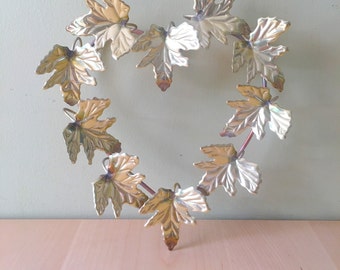 Vintage metal leaf foliage wall art wreath ready to hang