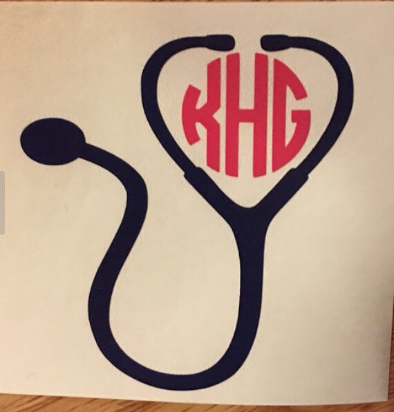 New Stethoscope Monogram Vinyl Decal by CuttinCrazy on Etsy