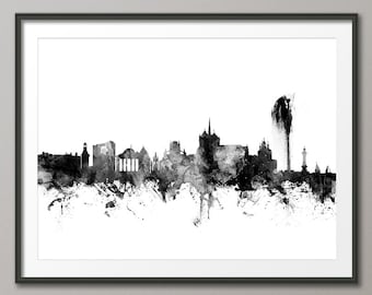 Geneva Skyline, Geneva Switzerland Cityscape Art Print (2677)