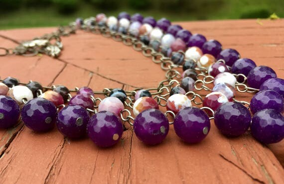 Purple Faceted Bib Necklace