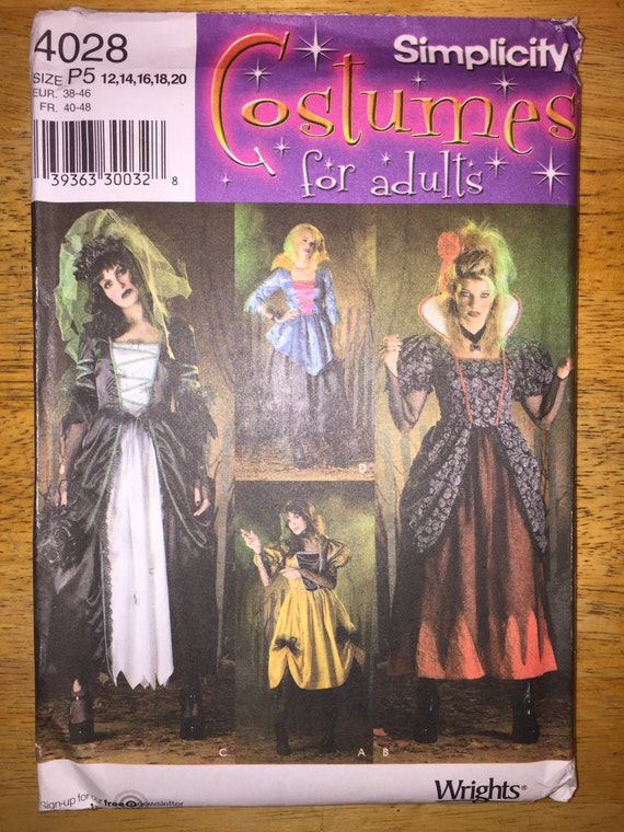 Simplicity Sewing Pattern 4959 Misses Steampunk, Gothic Victorian Dress, Bodice and Overskirt Size 12-20