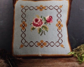 Danish Vintage Handmade Embroidery Pillow