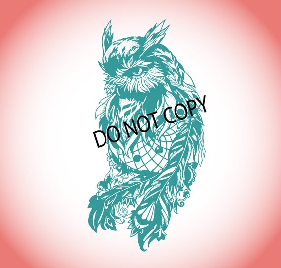 Download Items similar to SVG DXF owl feather dreamcatcher ...
