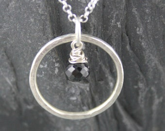 Black Onyx Necklace, Sterling SIlver, Black Onyx Pendant, Simple Silver Jewelry, Minimalist Jewelry