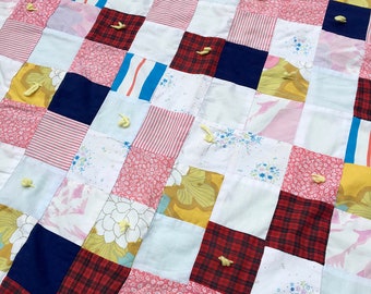 Patchwork Quilt, Cutter Blanket, 1970s Fabrics