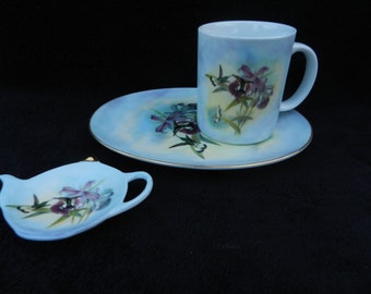 Tea and Snack Set: Hand decorated porcelain
