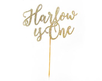 Customized One Cake Topper - Glitter - First Birthday. One Cake Topper. Smash Cake Topper. Birthday Party. 1st Birthday. First Year.