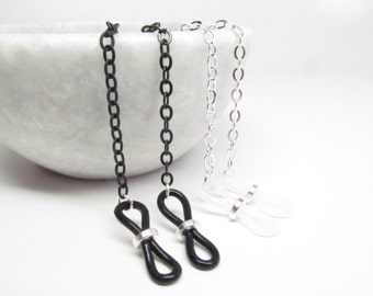 Black and Silver Eyeglass Chains Pair - Glasses Chain - Reading Glasses Holder - Eye Glass Chain