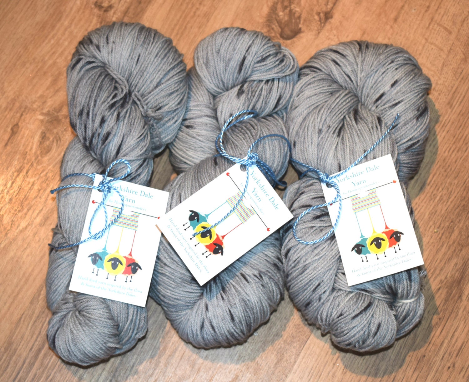 Hand dyed yarn Grey yarn 4ply yarn lace yarn aran yarn DK