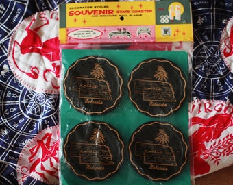 Vintage 1960s NOS deadstock Nebraska drink coasters / map / drink and barware / midcentury / mad men