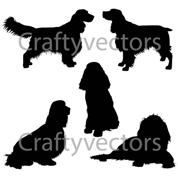 English Springer Spaniel Dog Svg Silhouettes