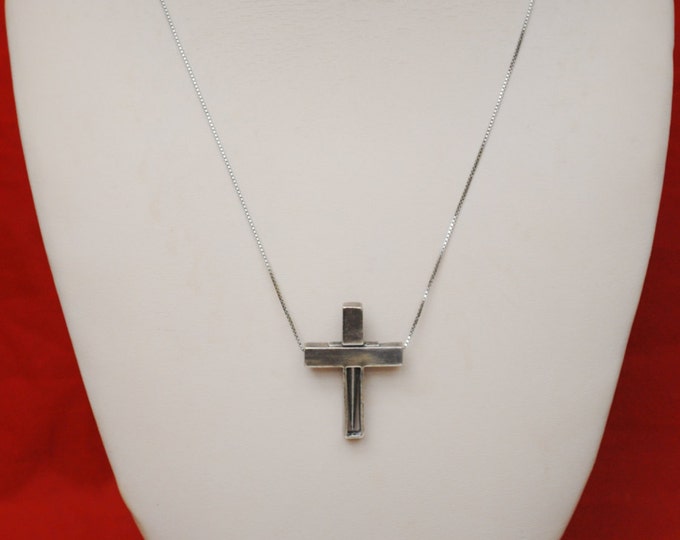 Sterling Cross Necklace - removable dagger - sterling silver chain - goth