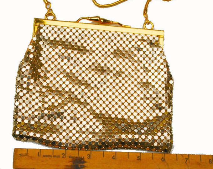 Gold Mesh Evening Purse- Signed Impo - gold clutch - Hand bag