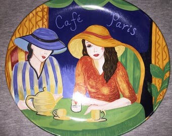 Sango Cafe Paris Scenic Women in Big Hats Collectible Plate Circa 1994