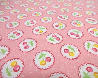 Japanese Fabric LECIEN Cherry Polka Dots Pink Fat Quarter