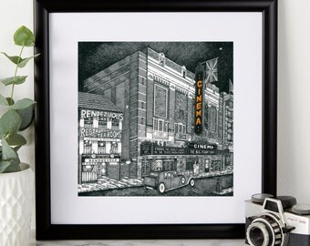 Custom 1930's Cinema Print- Cinema Print - Cinema Illustration - Art Deco - Vintage - Golden Age of Cinema - 1930's Art - Wittertainment