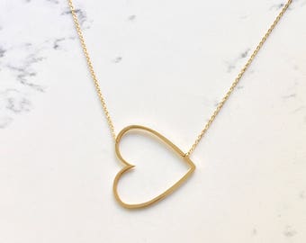 SALE large heart necklace // oversized heart // open heart // personalized // sideway heart // oversize heart / bridesmaids / graduation