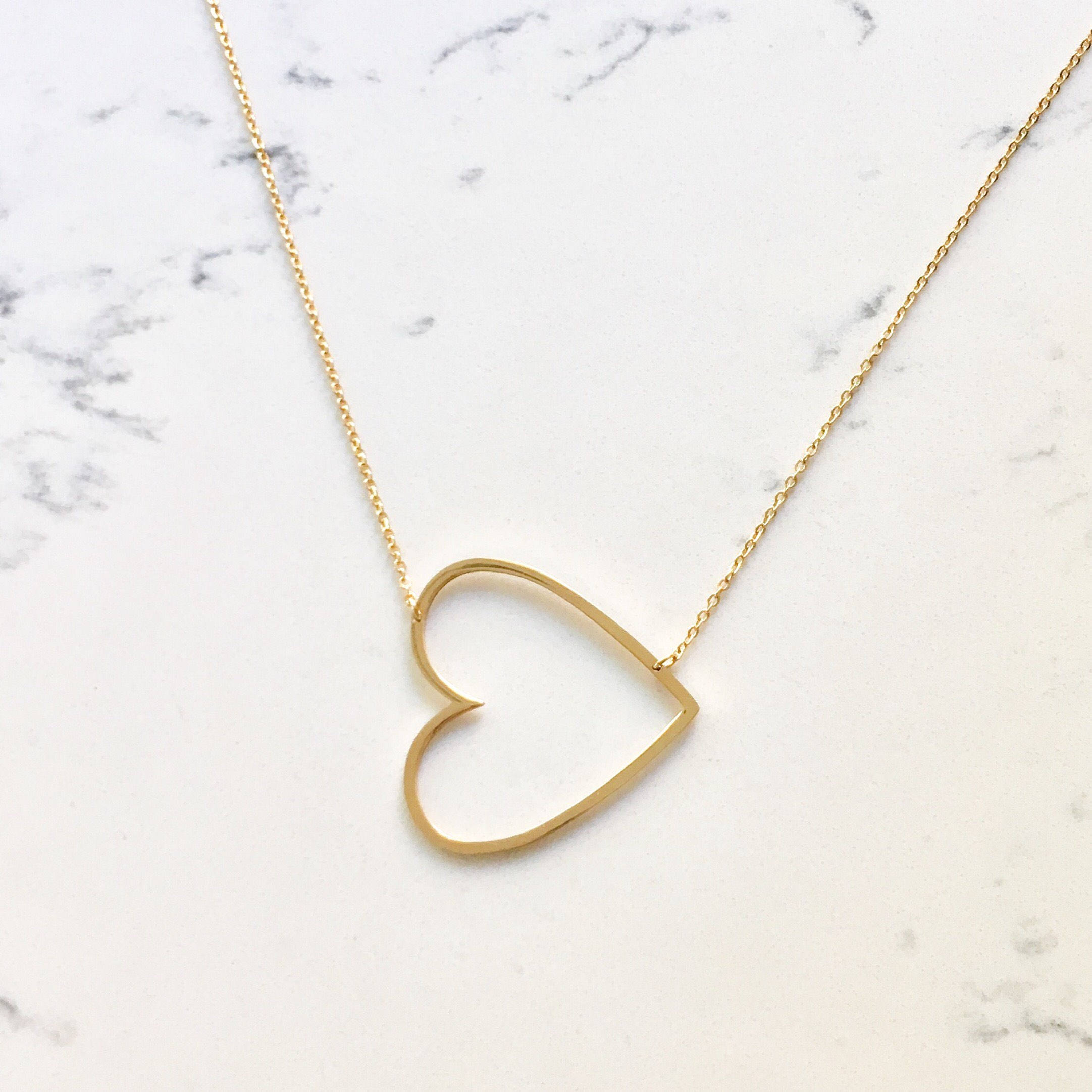 SALE large heart necklace // oversized heart // open heart // personalized // sideway heart // oversize heart / bridesmaids / graduation