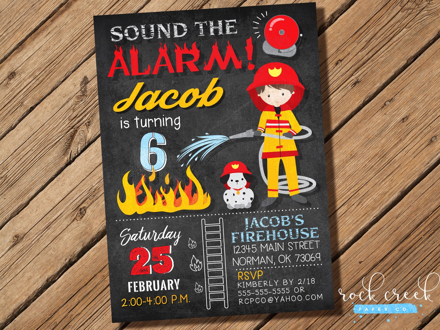 Firefighter Invitation Fireman Birthday Party Firefighter