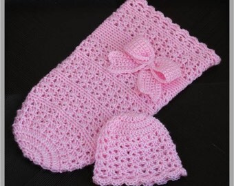 Newborn "Oh So Sweet" Baby Hat & Cocoon - Crochet Pattern - Size: Newborn ... Instant Download