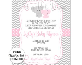 Elephant Baby Shower Invitation, Elephant Invitation, Elephant Baby Shower, Girls Elephant Baby Shower, Elephant Invite