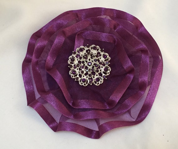 Women's Purple Kippah Purple Yarmulke by VintageBloomsByEllen