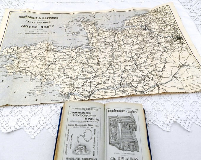 Collectible Rare Antique French 1899 Pocket Street Guide to Paris by Conty with Numerous Small Maps, Illustrations, Advertising, Parisian