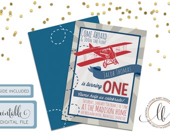 Vintage Airplane Birthday Invitation - DIY, Printable