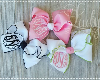 Moonstitch monogram hair-bow~personalized bow~embroidered hair-bow-hair bows for girls-baby bows-spring colors-custom hair-bows-boutique bow