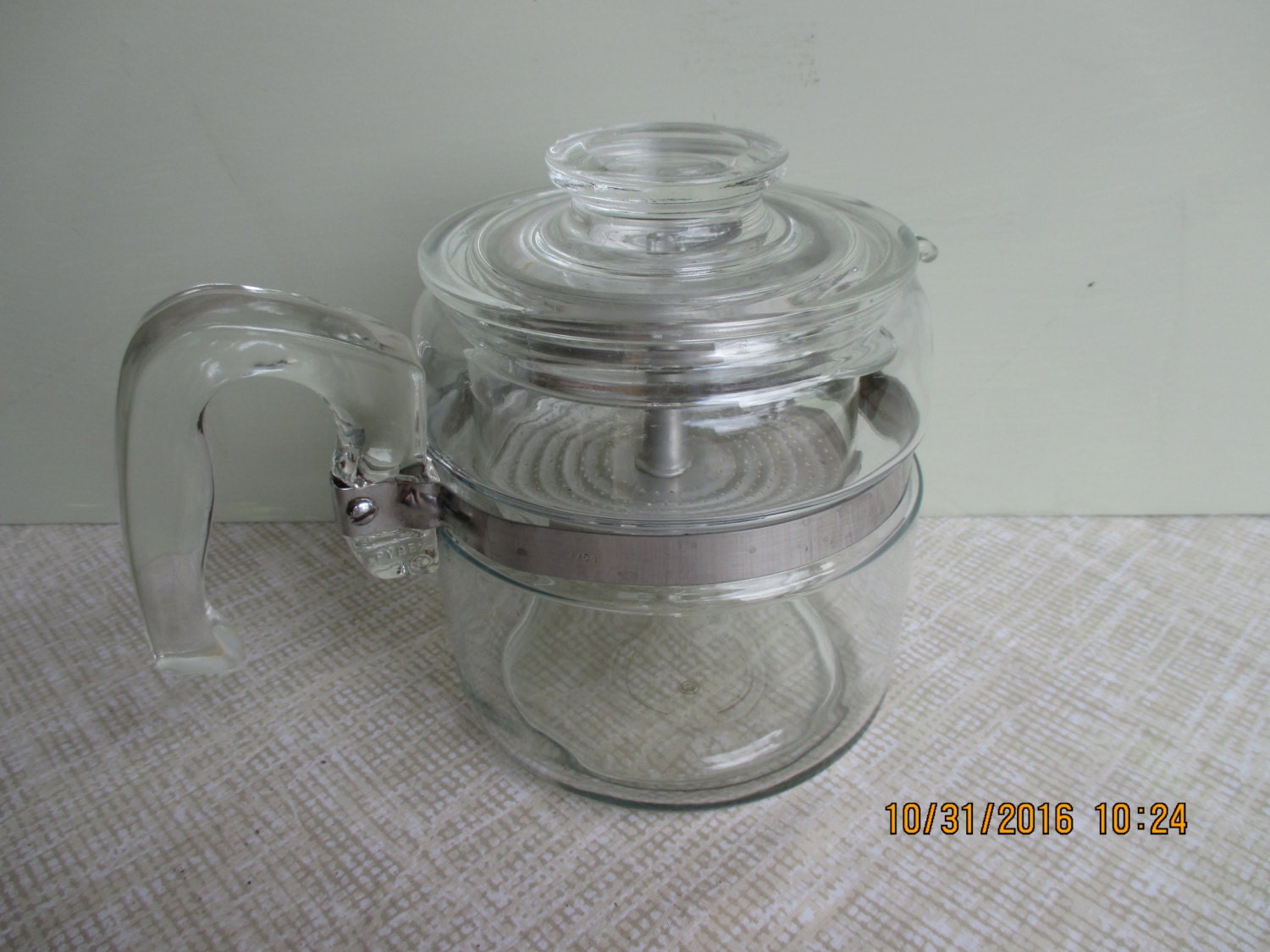 Vintage Pyrex Stove Top Glass Coffee Pot 24 Cup 7754B
