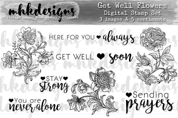 Get Well Flowers Digital Stamp Set